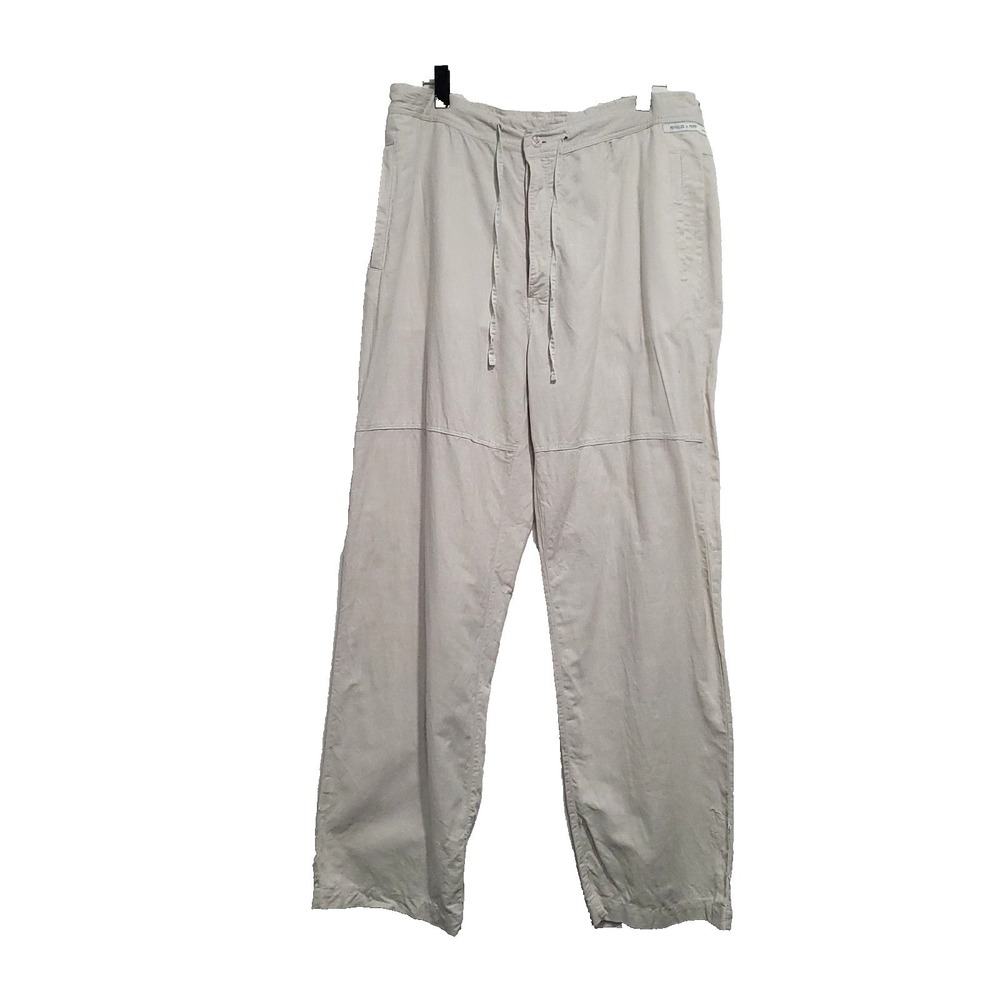 Linen Wide Leg Reynolds & Perry Pants XXL Natural Button Up Tie Waist Coastal